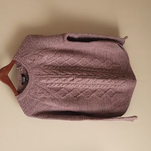 Purple Heather Vera Wang sweater with optional cowl neck/hood